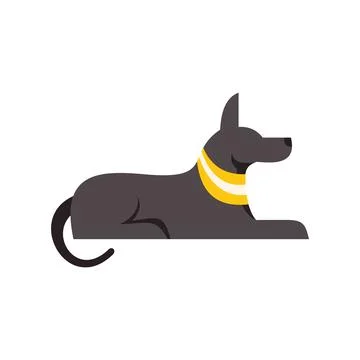 Black anubis lying down wearing golden collar, egyptian god of death 스톡 일러스트