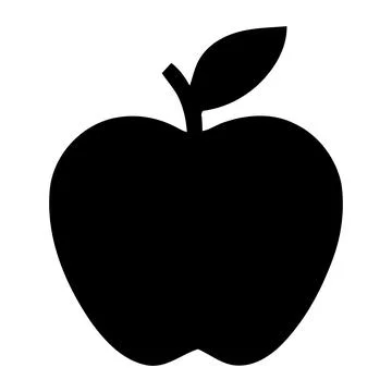 Black apple icon with green leaf Vector Ilustración de archivo