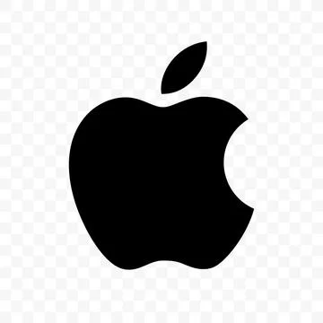 Black Apple logo on transparent background Stock Illustration