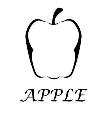 Black apple on white background Stock Illustration