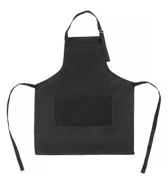 Black apron with pockets. Object is isolated on a white background. Stock Photos