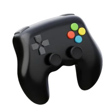 Black arcade games console joystick controller. 3D render illustration. Stock Illustration