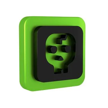 Black Archeology icon isolated on transparent background. Green square button Stock Illustration