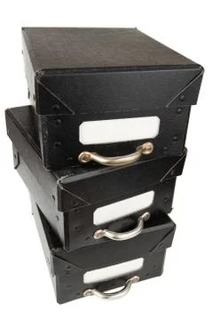 Black archive boxes Stock Photos