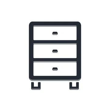 Black Archive papers drawer icon isolated on white background. Drawer with .. Stock Illustration