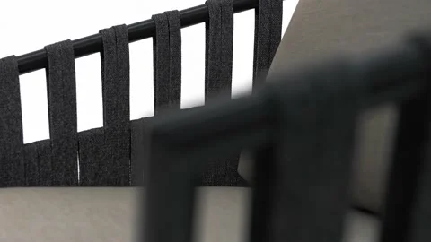 Black armrest ropes of a light chair for the exterior. White background Stock Footage 219426592