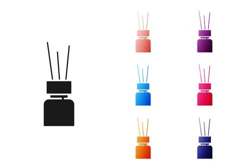 Black Aroma diffuser icon isolated on white background. Glass jar different with Stock Illustration