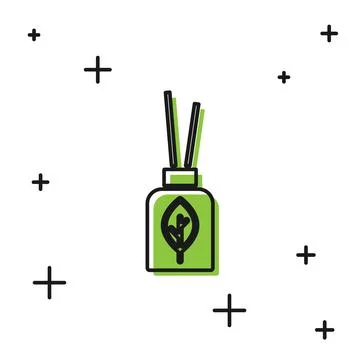 Black Aroma diffuser icon isolated on white background. Glass jar different with Stock Illustration