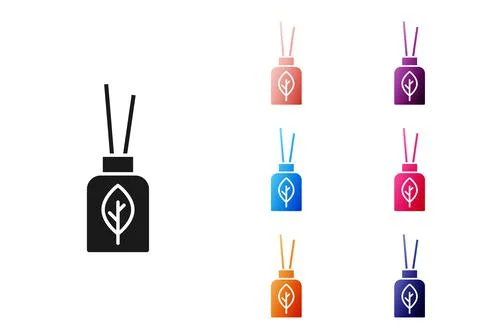 Black Aroma diffuser icon isolated on white background. Glass jar different with Stock Illustration