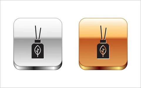 Black Aroma diffuser icon isolated on white background. Glass jar different with Stock Illustration