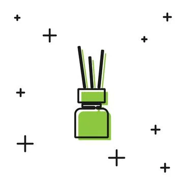 Black Aroma diffuser icon isolated on white background. Glass jar different with Stock Illustration