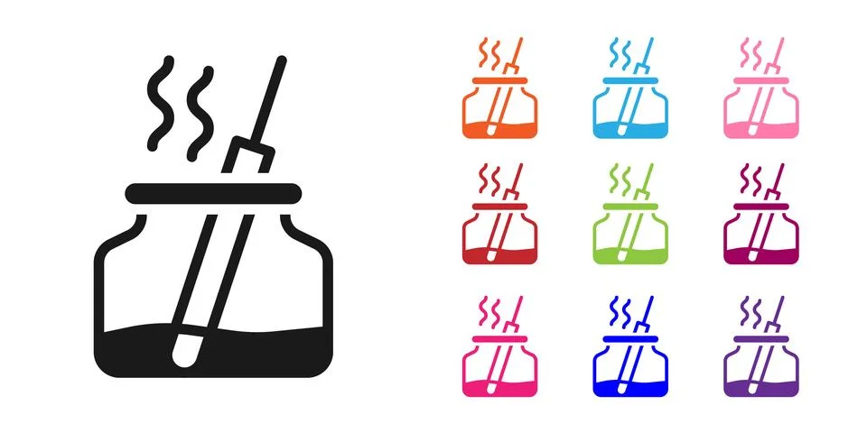 Black Aroma diffuser icon isolated on white background. Glass jar different.. Stock Illustration