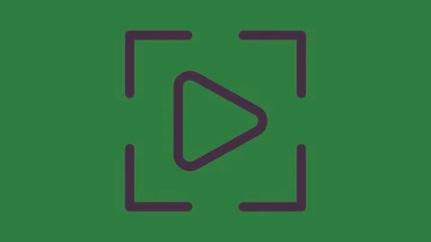 Black arrow and icon play button video background white logo isolated on green Stock Footage 336954870