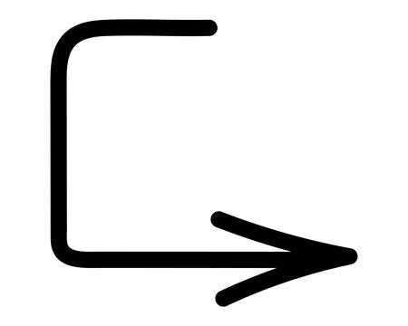 Black arrow bent at right angle down and to the right. Vector illustration. Stock Illustration