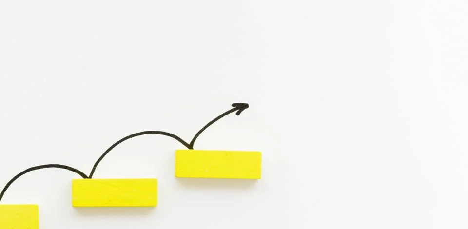 Black arrow bouncing off blocks. High quality photo Stock Photos