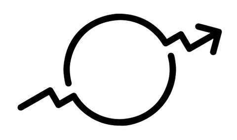 Black arrow with circle uptrend flat icon on white background Stock Illustration