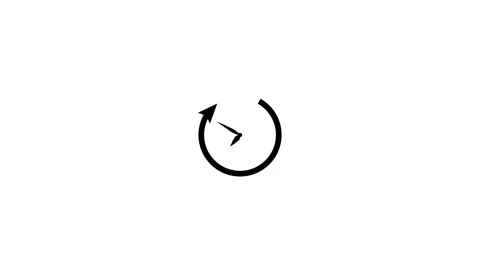 Black Arrow Circular Clockwise Rotation With Clock Symbol Design Stock Footage 331756233
