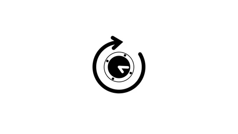 Black Arrow Circular Clockwise Rotation With Clock Symbol Design Stock Footage 331756336