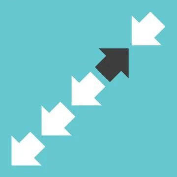 Black arrow in crowd Stock Illustration