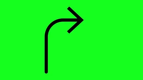 Black arrow curves right on green screen Stock Footage 346377444