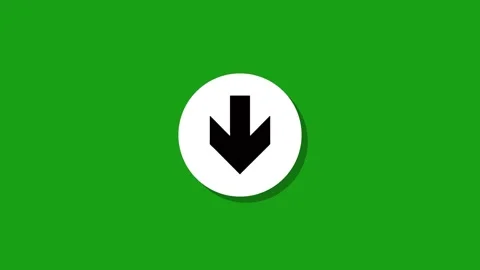 Black arrow down icon animation on white circle with green screen backgroun.. Stock Footage 327762780
