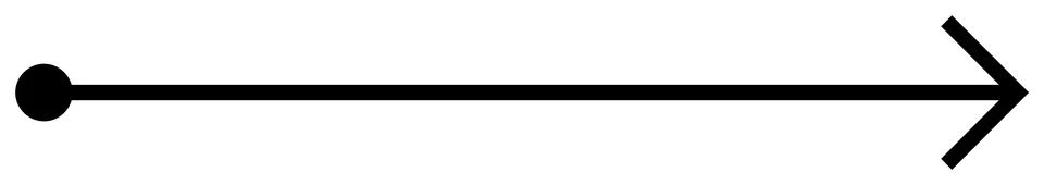 Black arrow with filled circle on left, and arrowhead on right, horizontally  스톡 일러스트