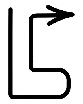 Black arrow forming a hook directed up and to the right. Vector illustration. Ilustración de archivo
