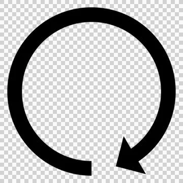 A black arrow going around in circles, concepts like recycling, reloading Stock Illustration
