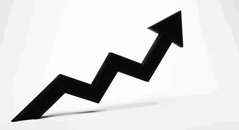 Black arrow graph increasing upwards Stock Illustration