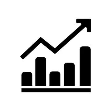 Black arrow growing pointing up on chart graph bars Stock Illustration