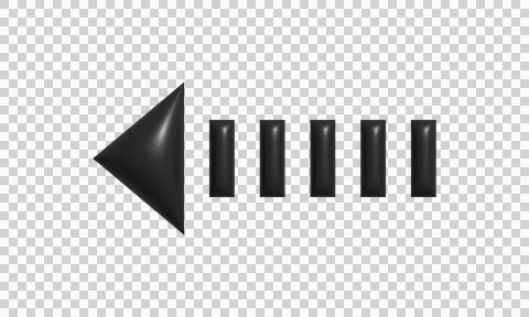 Black arrow icon with dashed line pointing left isolated on white background Stock Illustration