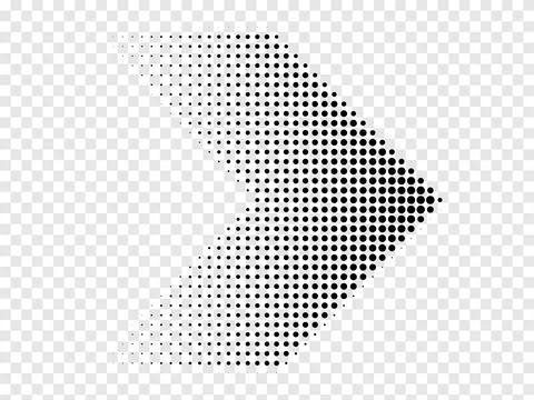 Black Arrow Icon with Halftone Effect on Transparent Background Stock Illustration