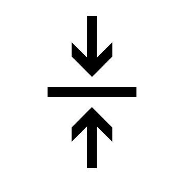 Black arrow icon indicating compression or vertical alignment on transparent Stock Illustration