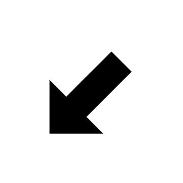 Black arrow icon pointing down left isolated on transparent background Stock Illustration