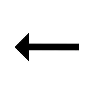 Black arrow icon pointing left isolated on transparent background Stock Illustration