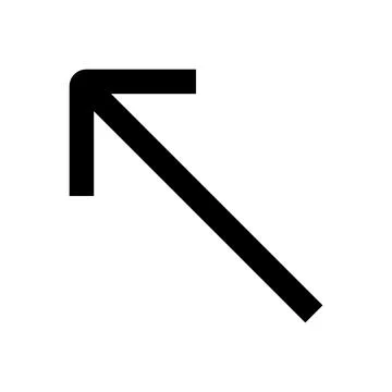 Black arrow icon pointing top left isolated on transparent background Stock Illustration