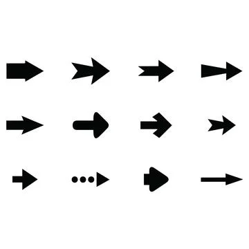 Black Arrow Icon Set Vector Design Stock Illustration
