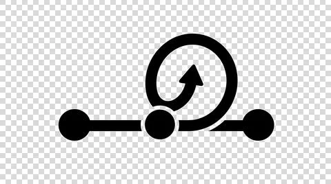 Black arrow icon showing a circular rotation path Stock Illustration