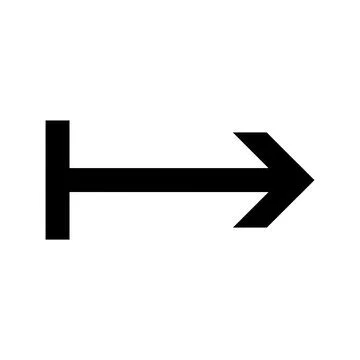 Black arrow icon with a vertical bar isolated on transparent background Illustrazione stock