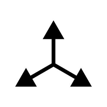 Black arrow icons pointing in three directions isolated on white background Stock Illustration