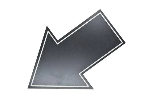 Black arrow left down isolated on white background Stockfoto's