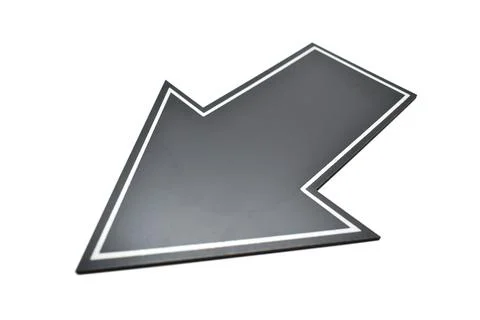 Black arrow left down isolated on white background Stock Photos