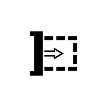 Black arrow merging with dashed square icon for navigation and interface desi Stock Illustration