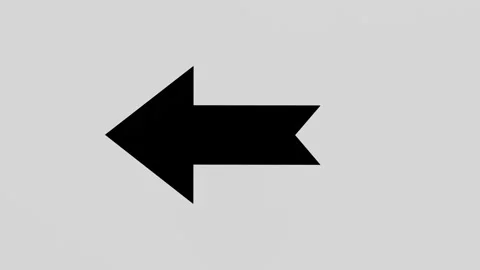 The black arrow moves to the left on a white background. 2d animation Video stock 281354493