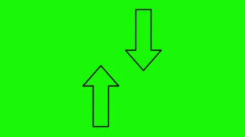 Black Arrow Pair Moving Vertically on Bright Green Background Stock Footage 342218888
