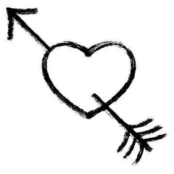 Black Arrow Piercing Heart Stock Illustration