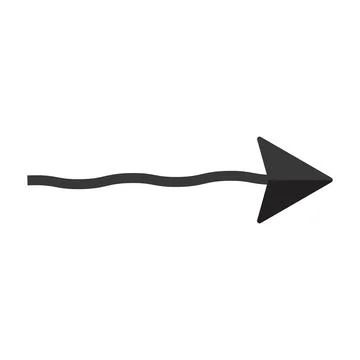 Black arrow pointer cursor, Silhouette wavy arrow, Vector element isolated on Illustrazione stock