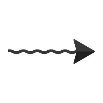 Black arrow pointer cursor, Silhouette wavy arrow, Vector element isolated on Stock Illustration