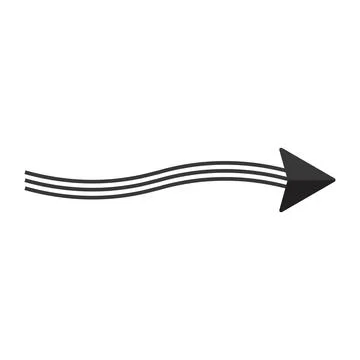 Black arrow pointer cursor, Silhouette wavy arrow, Vector element isolated on イラスト素材