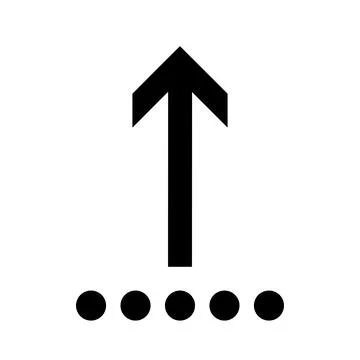 Black arrow pointing up with dotted line isolated on transparent background Illustrazione stock